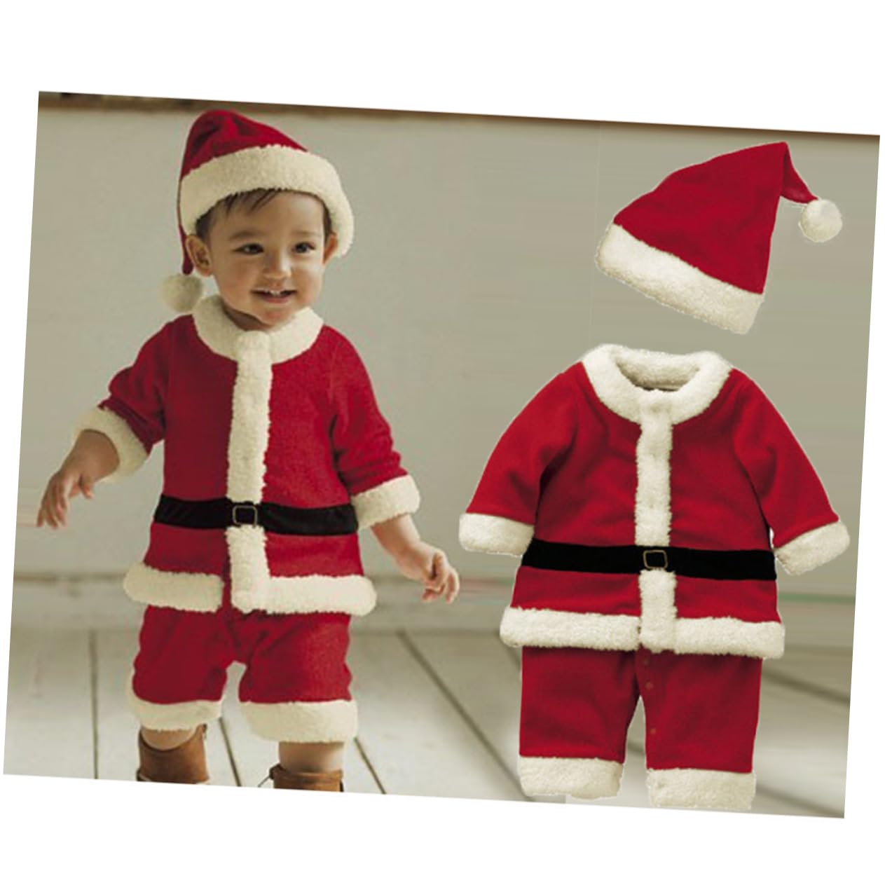 ABOOFAN 2Pcs Cappello Di Natale Babys First Christmas Outfit Cappello Di Natale Del Kit Neonato Set Da Babbo Per Bambini Costume Da Babbo Costume Da Babbo