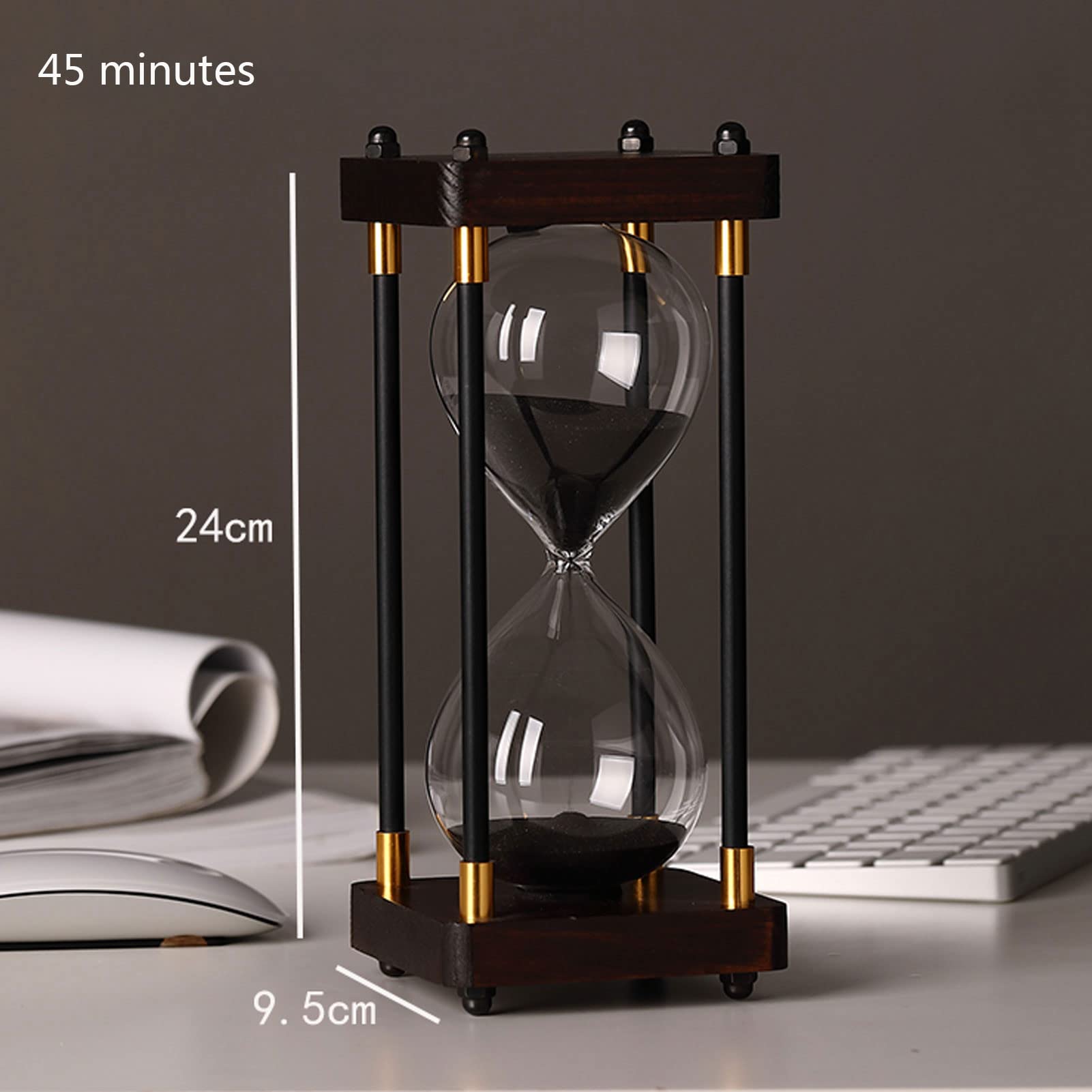 Sanduhr-Timer, Bunte Glas-Sanduhr, Holzrahmen, Sand, dekorative Sanduhr, Sanduhr-Timer for Kinder, Glas-Sanduhr, Sanduhr for Zuhause, Schreibtisch, Geschenke, Büro, Dekoration, kreative Geschenke (Co