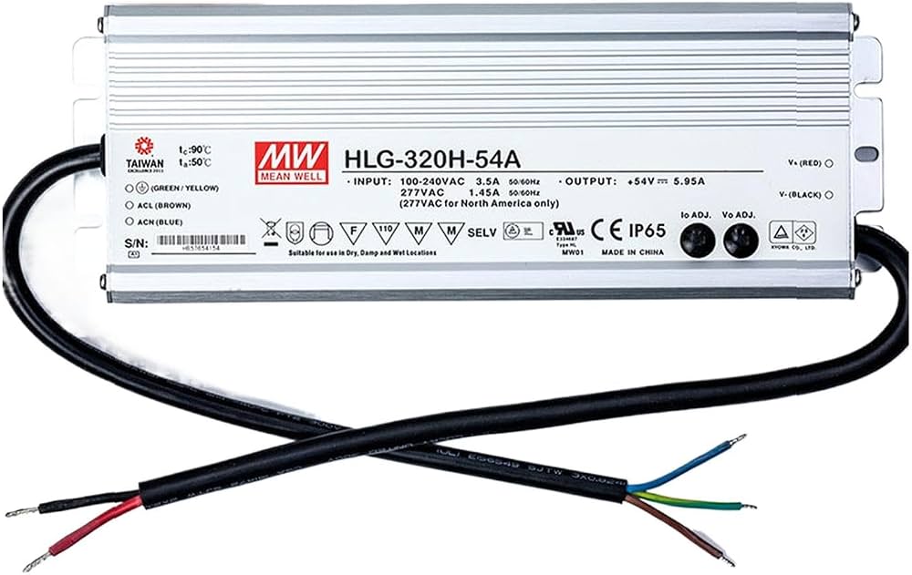 LED Driver 321.3W 54V 5.95A HLG-320H-54A Meanwell AC-DC SMPS HLG