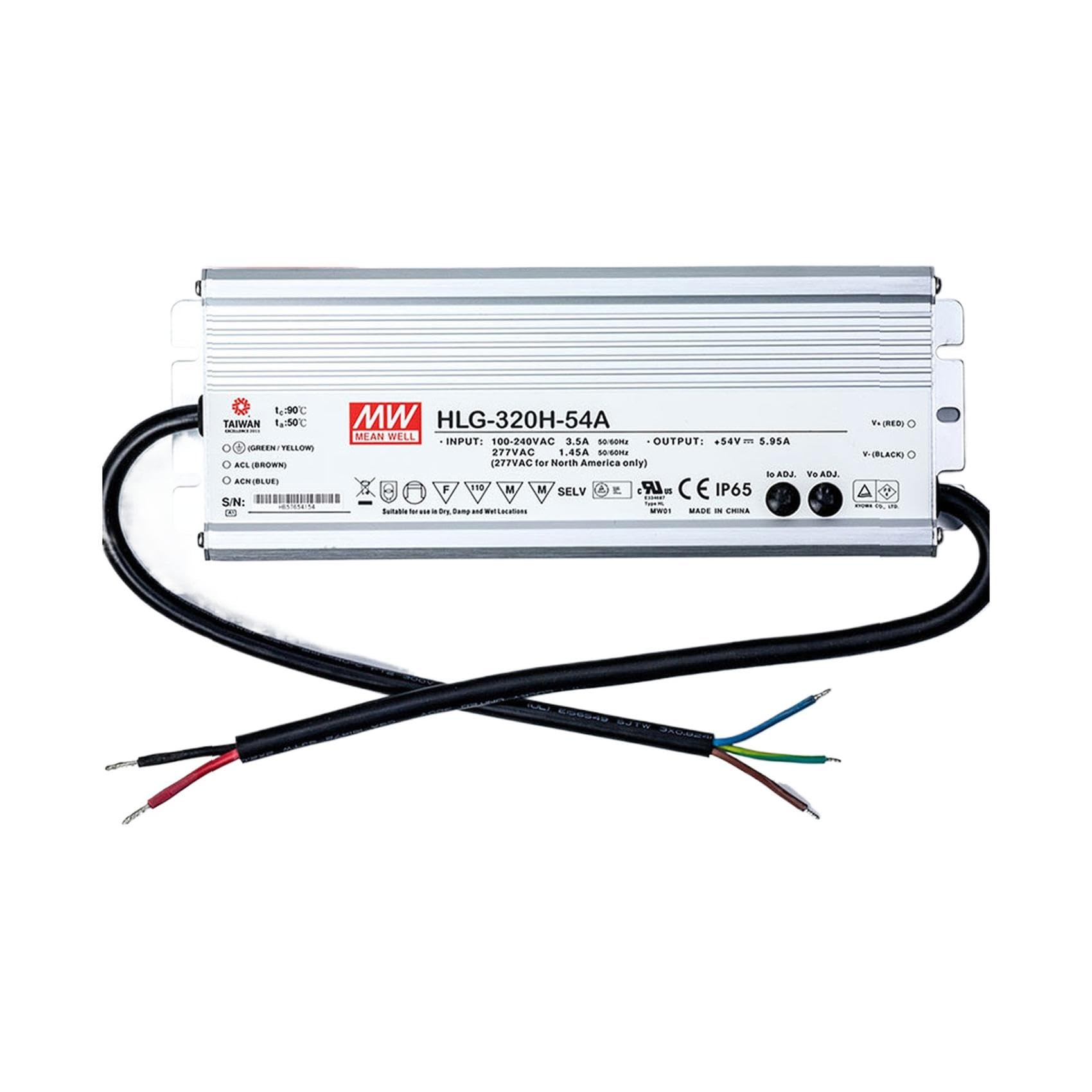 LED Driver 321.3W 54V 5.95A HLG-320H-54A Meanwell AC-DC SMPS HLG