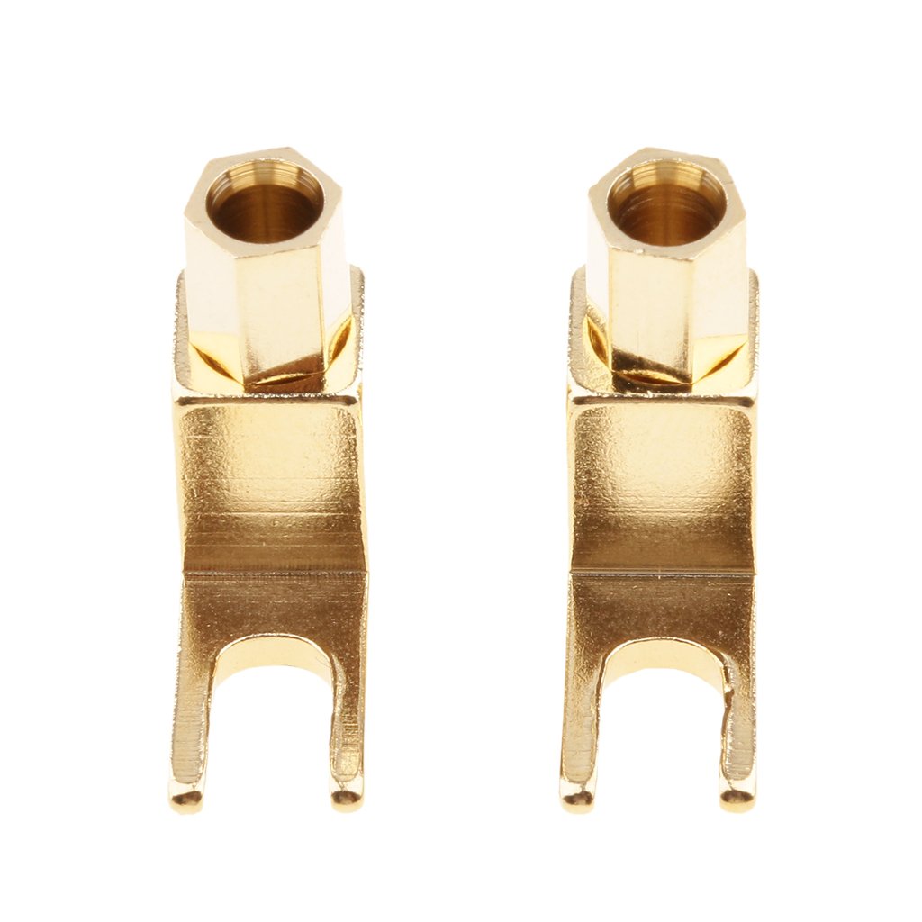 IVELECT 2 Pieces Hi-end Banana to Spade Adapter Plug/Speaker Cable