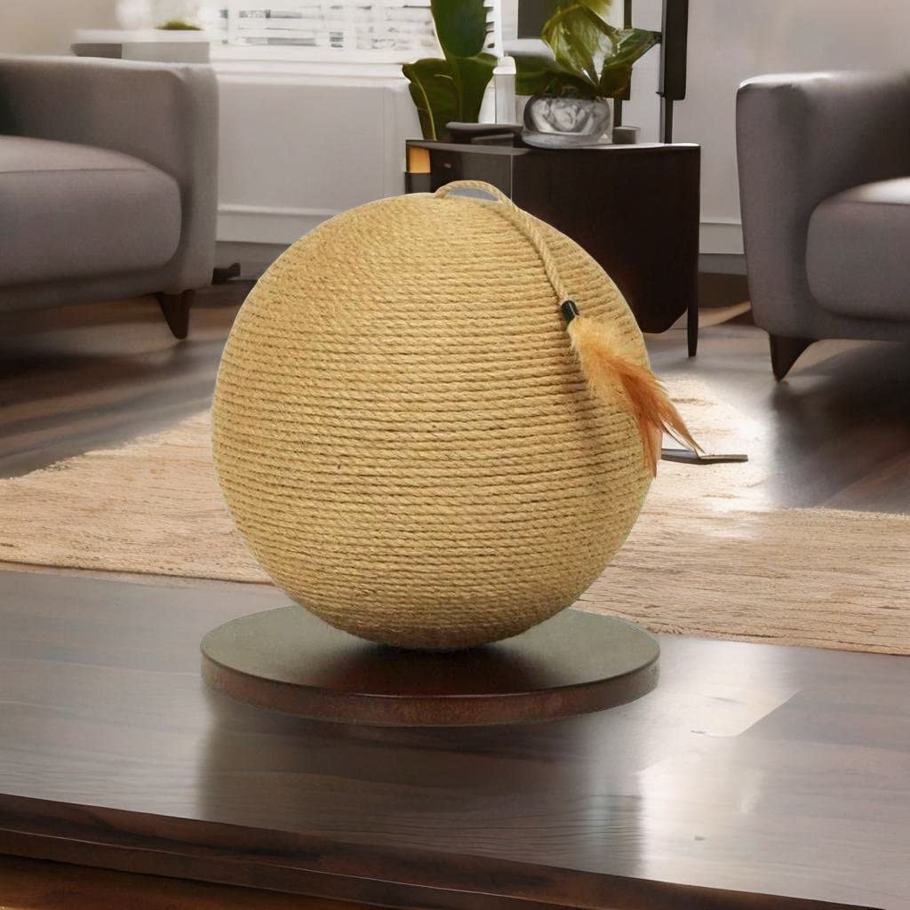 Rascador Gatos Grandes - Bola rascadora Accesorio para Gato para Gatito – Regalo Juguete Gato Madera Sisal Protege Sofa Afila uñas Elegante Divertido