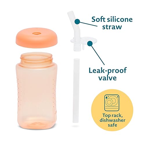 Miniatura 7 de The First Years Squeeze & Sip - Vasos con pajita para niños pequeños, taza de transición exprimible con popote de silicona, suministros de amarillo