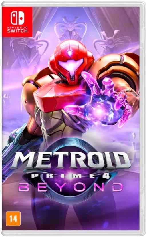 Capa do jogo Metroid Prime 4 Beyond para Nintendo Switch com Samus Aran usando armadura vermelha