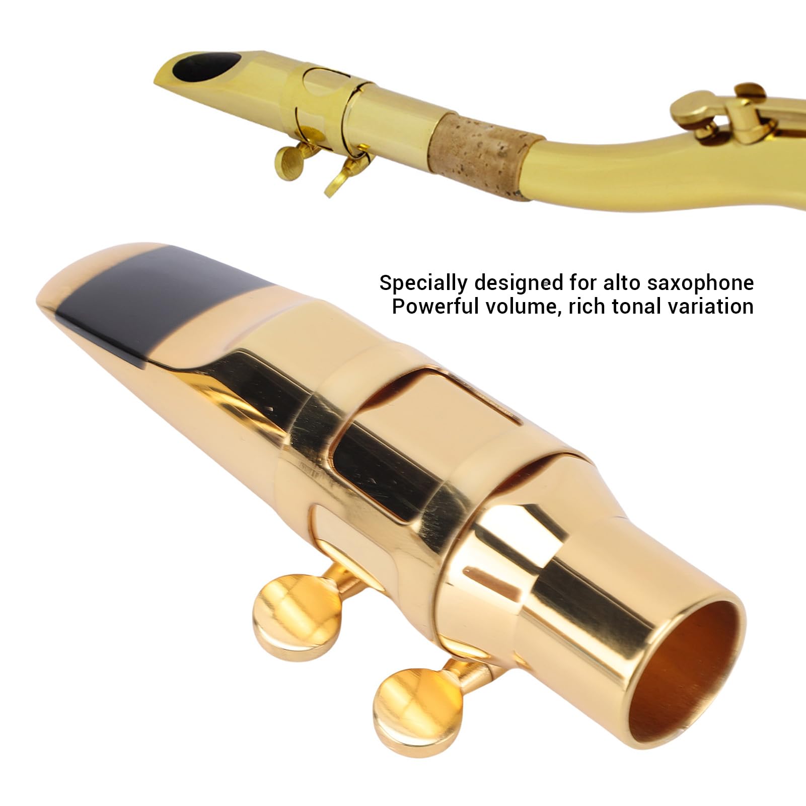 Bocchino Sassofono Alto Set C-6, Bocchino in Ottone Oro in Ottone con Legatura del Cappuccio e Borsa