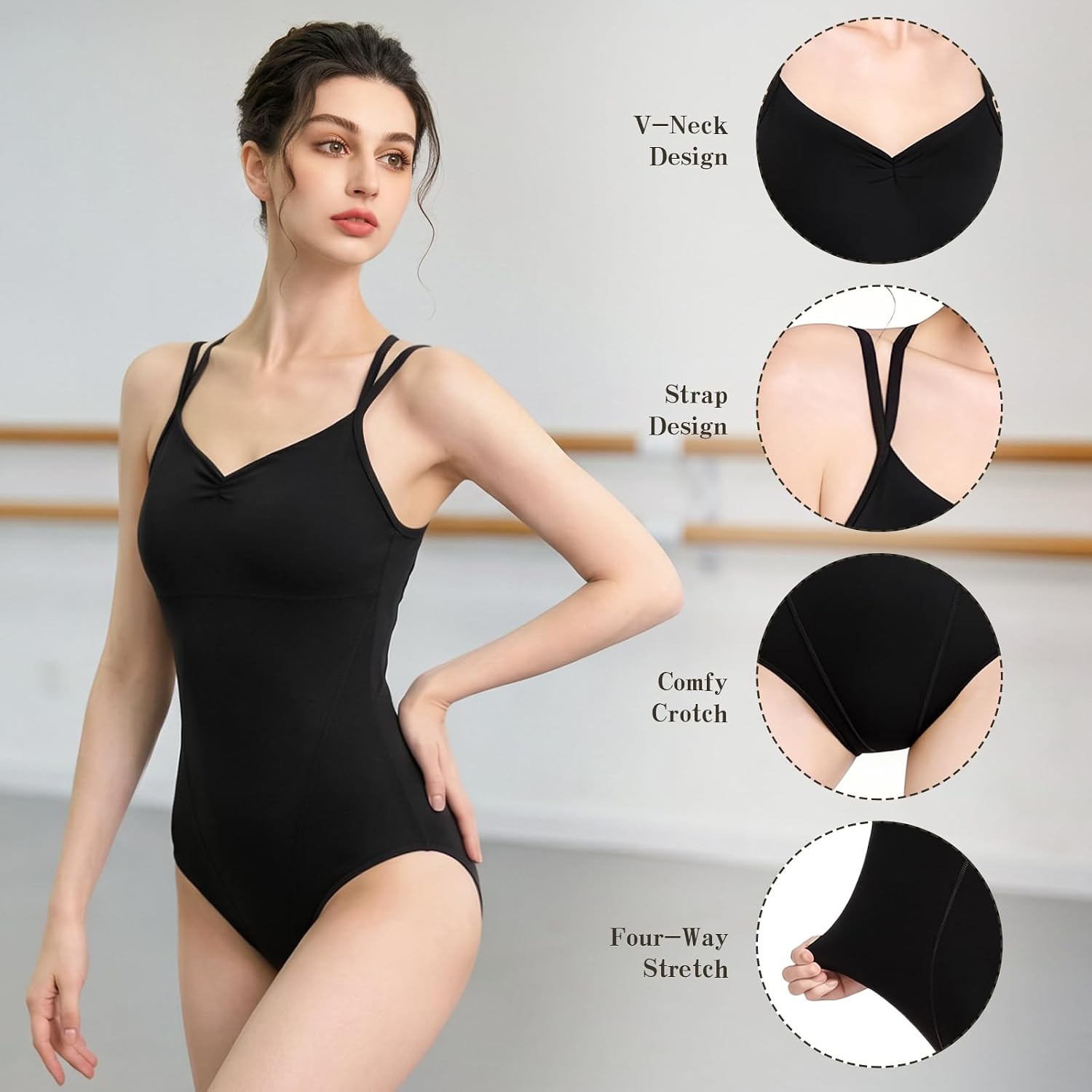 Leotards For Women Shapewear Tank Top Camisole Straps Bodysuit For Adult Comfortable Ballet Gymnastics Dancewear