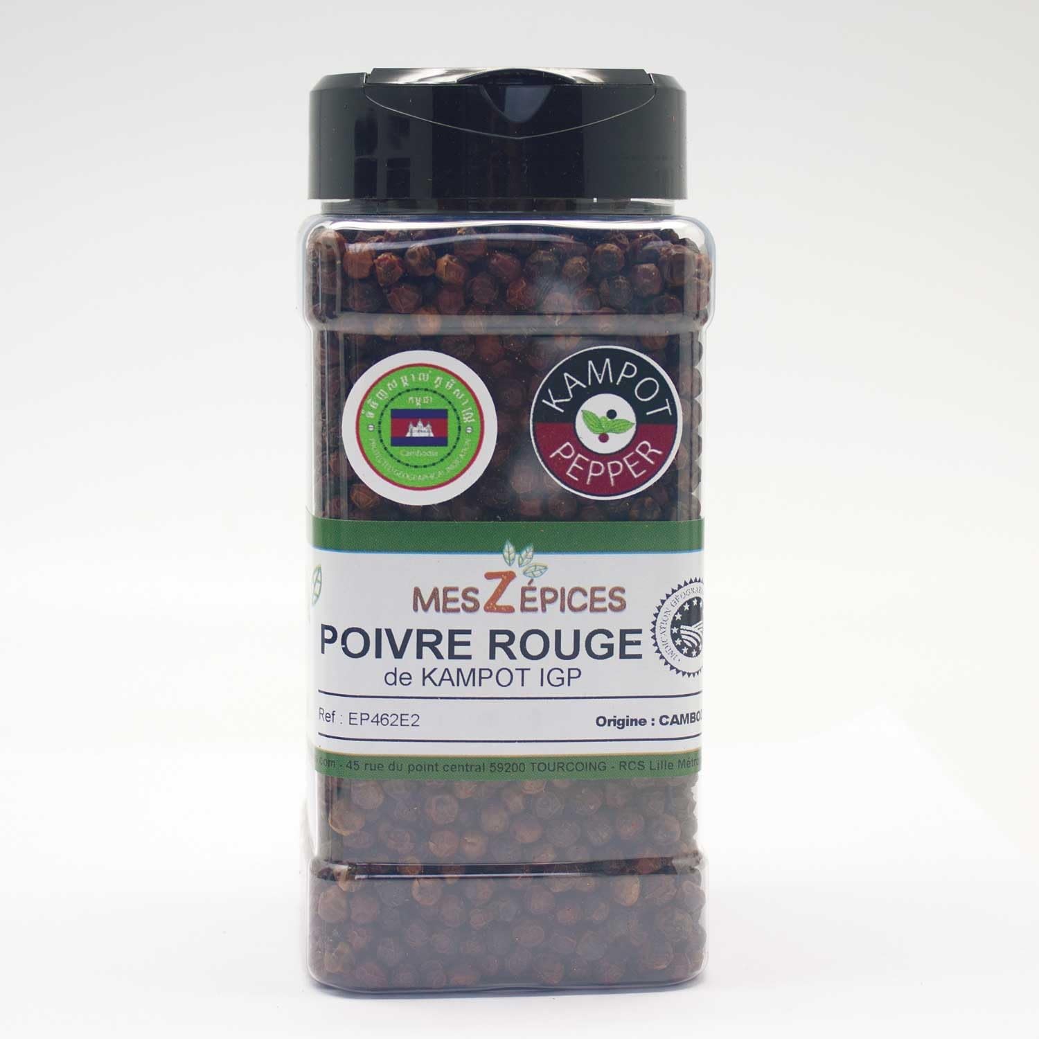Aube-Gourmet Poivre rouge de Kampot en distributeur de 630 grammes