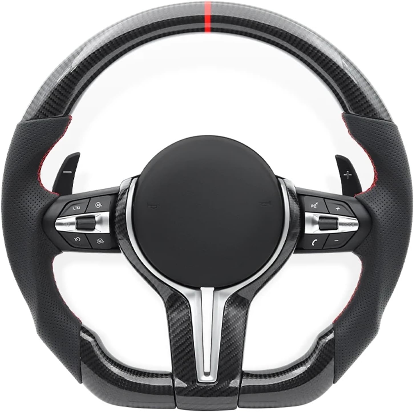 Car M Sport Steering Wheel Fit Compatible With BMW F30 F10 F32 F36 F20 E90 E91 E92 E60 E61 M3 M5 Carbon Fiber Accessories(Style 01-M6)