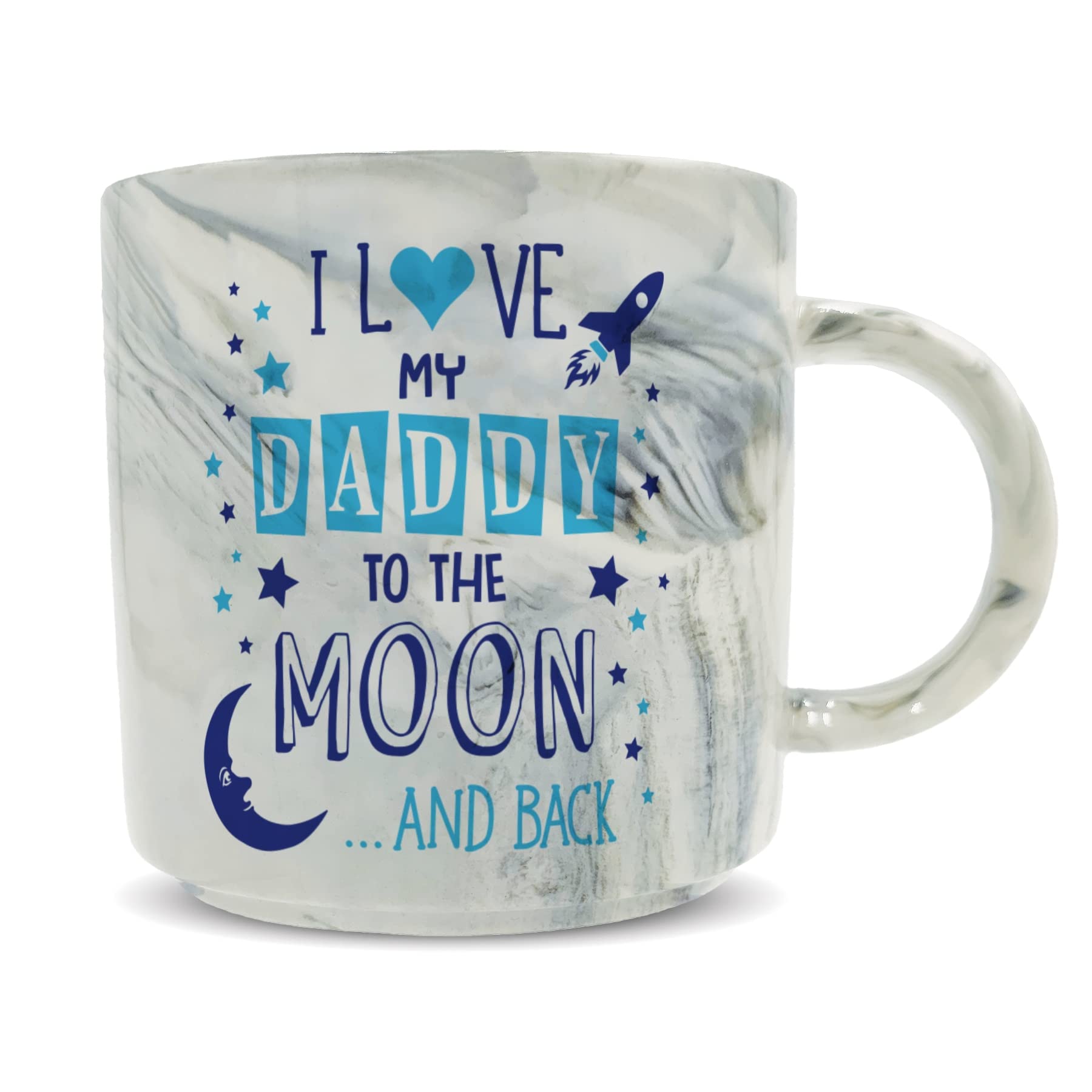 Hippowarehouse I Love My Daddy to The Moon and Back (Blue) Printed Mug Various Colour Options Ceramic Cup Kitchenware 11oz