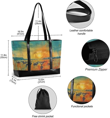 Miniatura 4 de Sunset Deers - Bolsas para computadora con clase con cremallera para universidad con pañal maletín ejecutivo para mujer