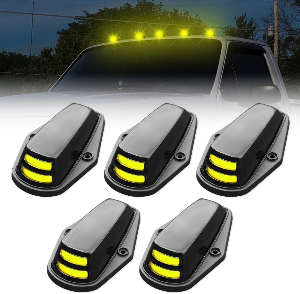 LED Roof Cab Lights Top Clearance Marker Light Car Exterior Rooftop Running Lamp, 1984-1996 Compatible with Ford F150/F250 Cab Light, 1988-1997 Compatible with Ford F-Series Super Duty, 5PCS