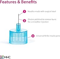 Vista 3 de Easy Touch Agujas para bolígrafo de insulina 31G, 3/16 pulgadas (0.197 in), caja de 100
