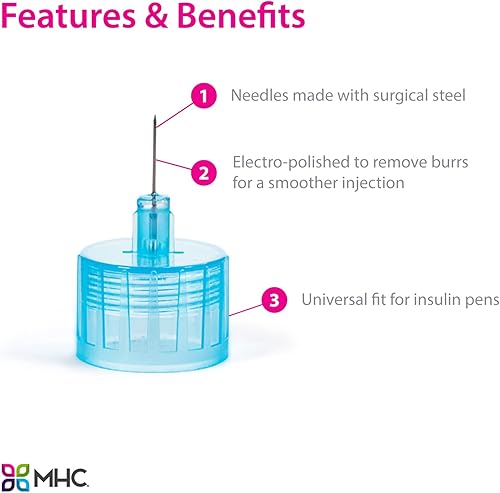 Miniatura 3 de Easy Touch Agujas para bolígrafo de insulina 31G, 316 pulgadas (0.197 in), caja de 100