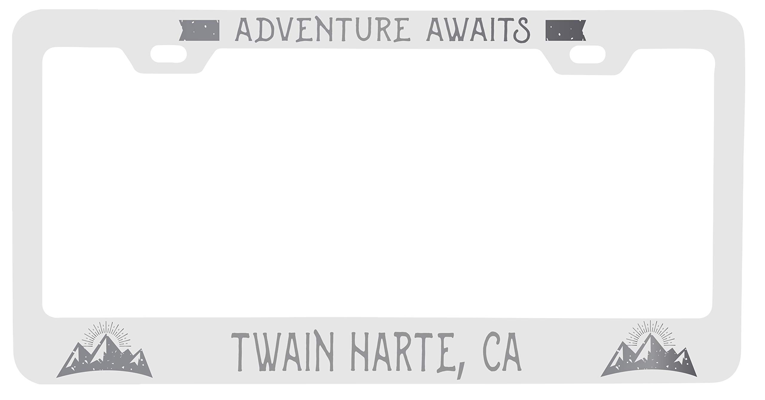 Twain Harte California Laser Engraved Metal License Plate Frame Adventures Awaits Design