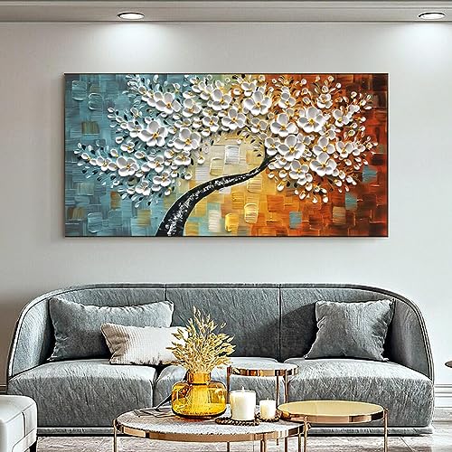 Impression sur toile de qualité : tableau abstrait fleurs et arbre de richesse