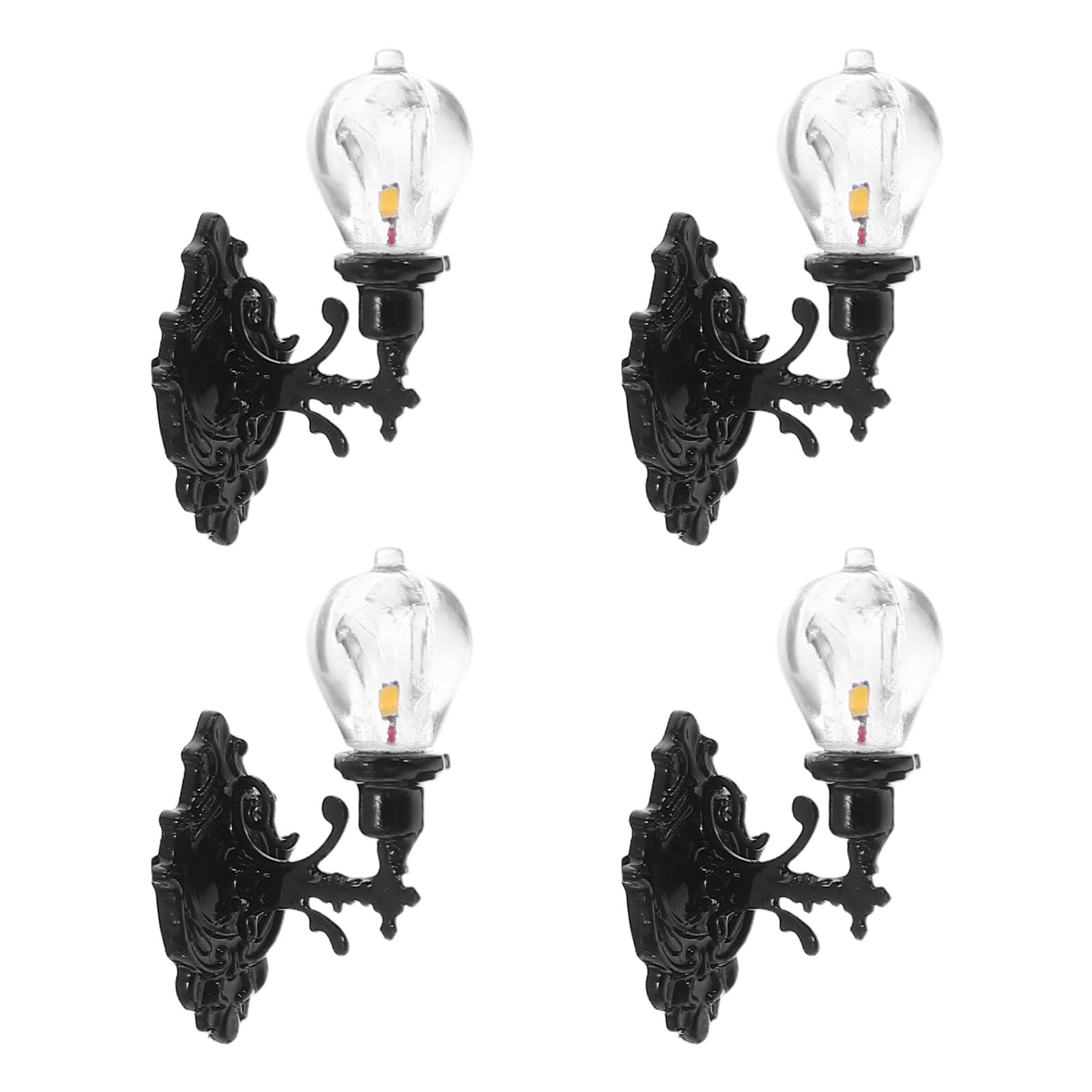 Toyvian 4pcs Dollhouse Wall Light,mini Lanterns 1:12 Dollhouse Miniature Chandelier Light Doll House Ceiling Lamp Railway Train Lamp for Diy Doll House Furniture