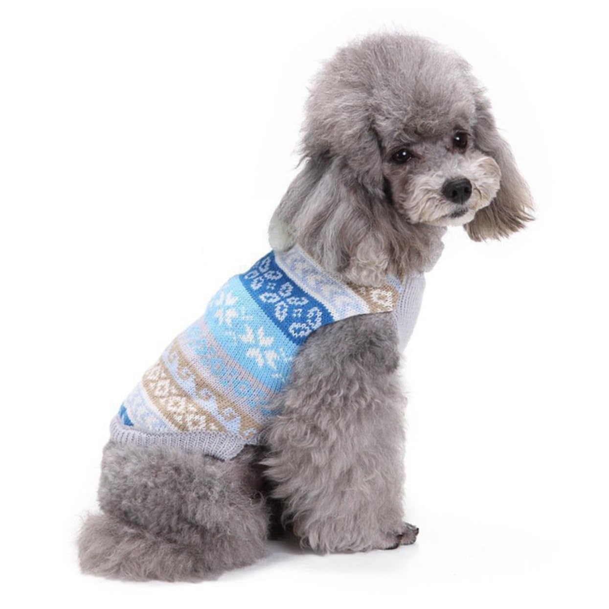 Mipcase 3 Pièces Chandail Chaud Pull-Over pour Chiot faveurs de fête de Noël de Chien Gilet pour Animaux de Compagnie en Plein air Pull de Noël vêtements pour Chiens de Compagnie Blue