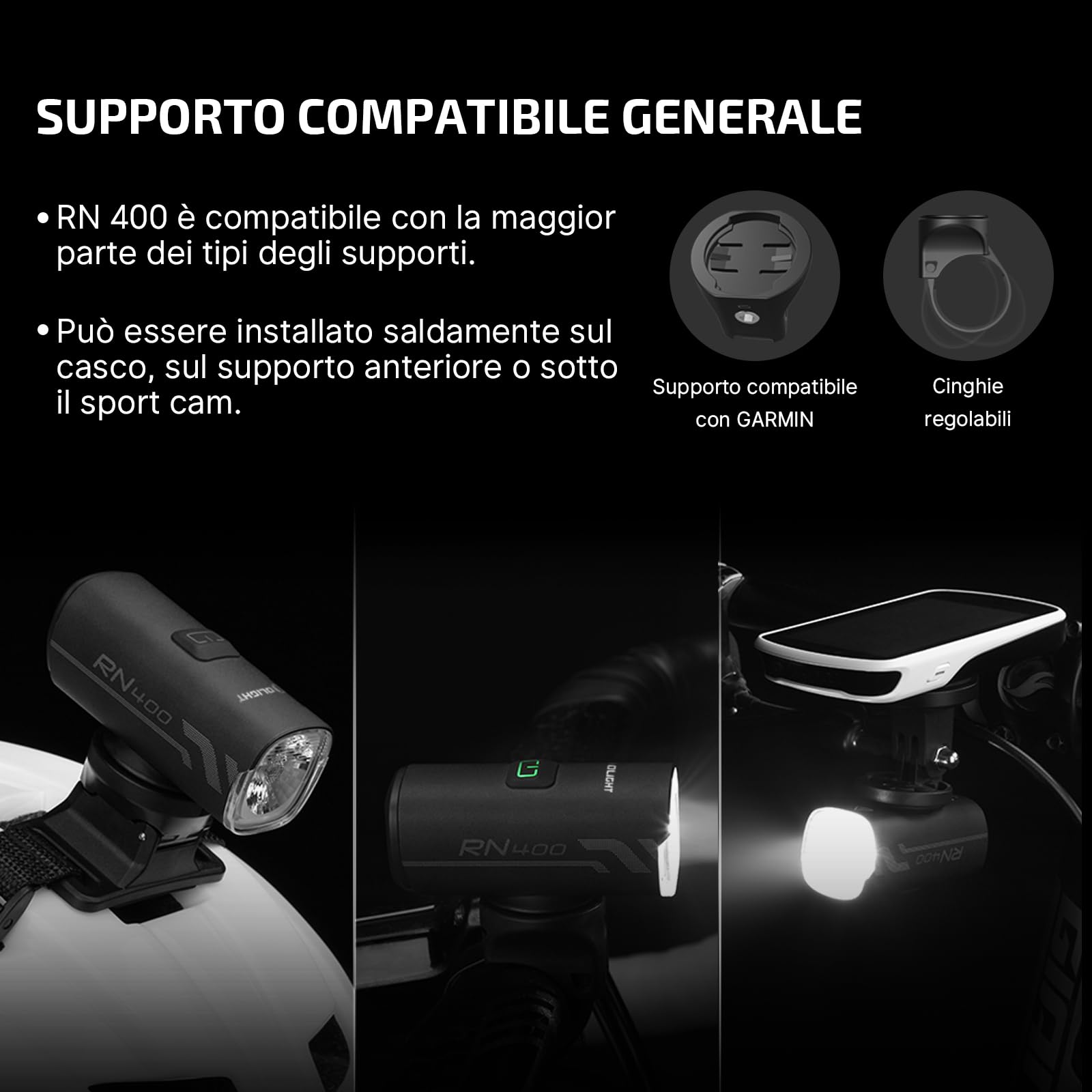 OLIGHT RN 400 Luce Bici Luce Anteriore della Bicicletta, Bici fari 400 Lumen Ricaricabile Impermeabili IPX7 Luci Bici, Luce Bici Anteriore 5 Modalità Super Luminoso Led Ciclo Faro per Bici Strada