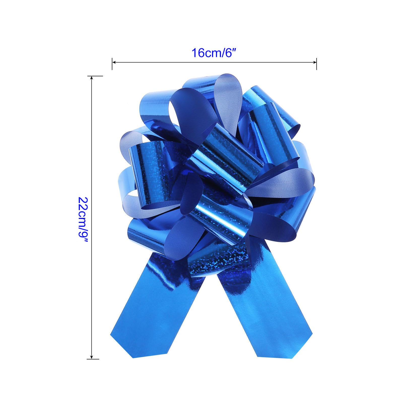 Unifizz 10pcs 6 Inch Pull Bow Metallic Gift Bows with Glitter Ribbon for Wedding Baskets Presents Wrapping Blue - Image 2