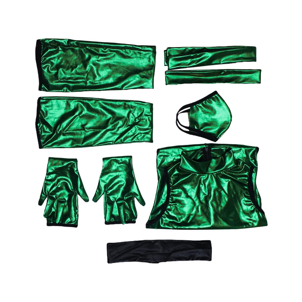 RocailleCos Mortal MK Jade Cosplay Costume femminile Sexy Verde Tuta Kombat con maschera Ninja Fighter Outfit