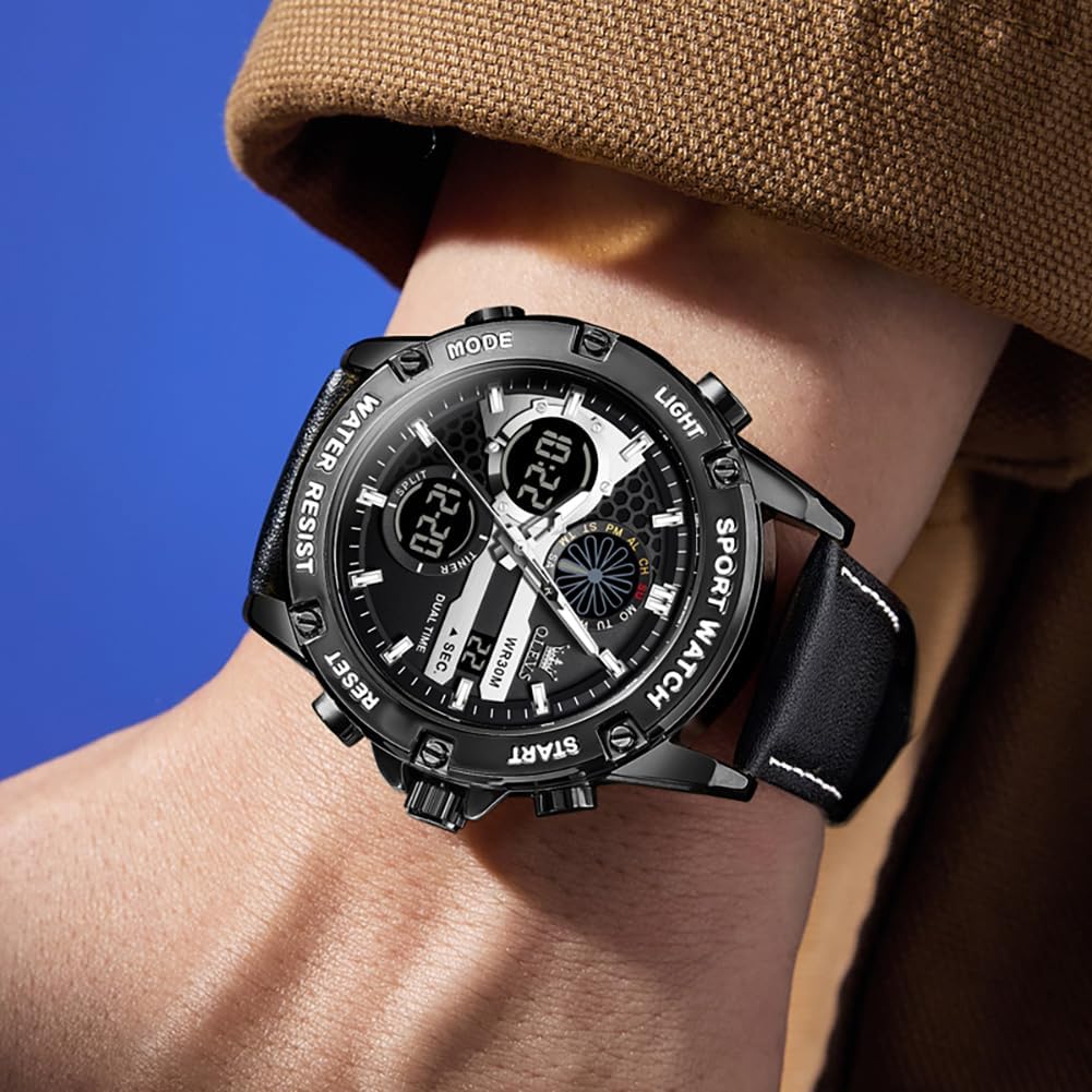 OLEVS Men Watches Fashion Date Gift Chronograph Watch for Men Large Business Digital Calendar Waterproof Mens Wrist Watch