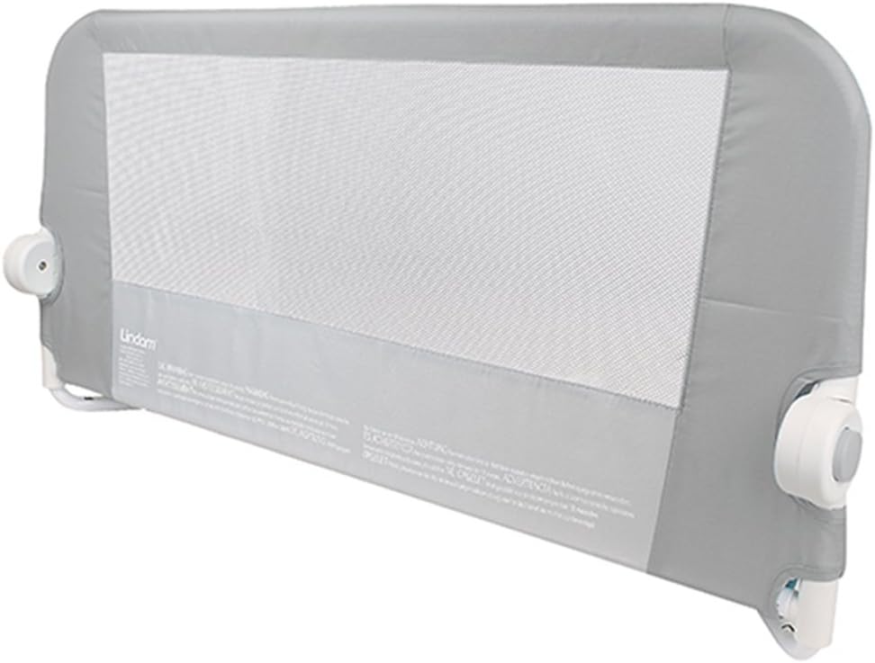 Lindam Easy Fit Folding Bed Guard for toddler bed / baby bed. Toddler Bed Guard fold downs to assist access. 90 cm W x 46 cm H - Grey