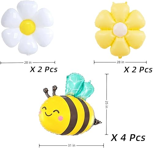 Miniatura 2 de Globos de abeja y globos de flores de margarita – 8 globos de aluminio de abejorros amarillos y negros para baby shower, decoraciones de fiesta de