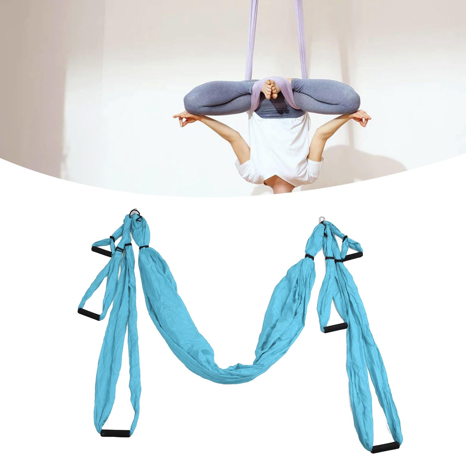 Dioche Aerial HamAerial Yoga Swing Set - Hamaca de Yoga Ajustable de Algodón y Poliéster para Mayor Flexibilidad y Postura Uso en Interiores Exteriores