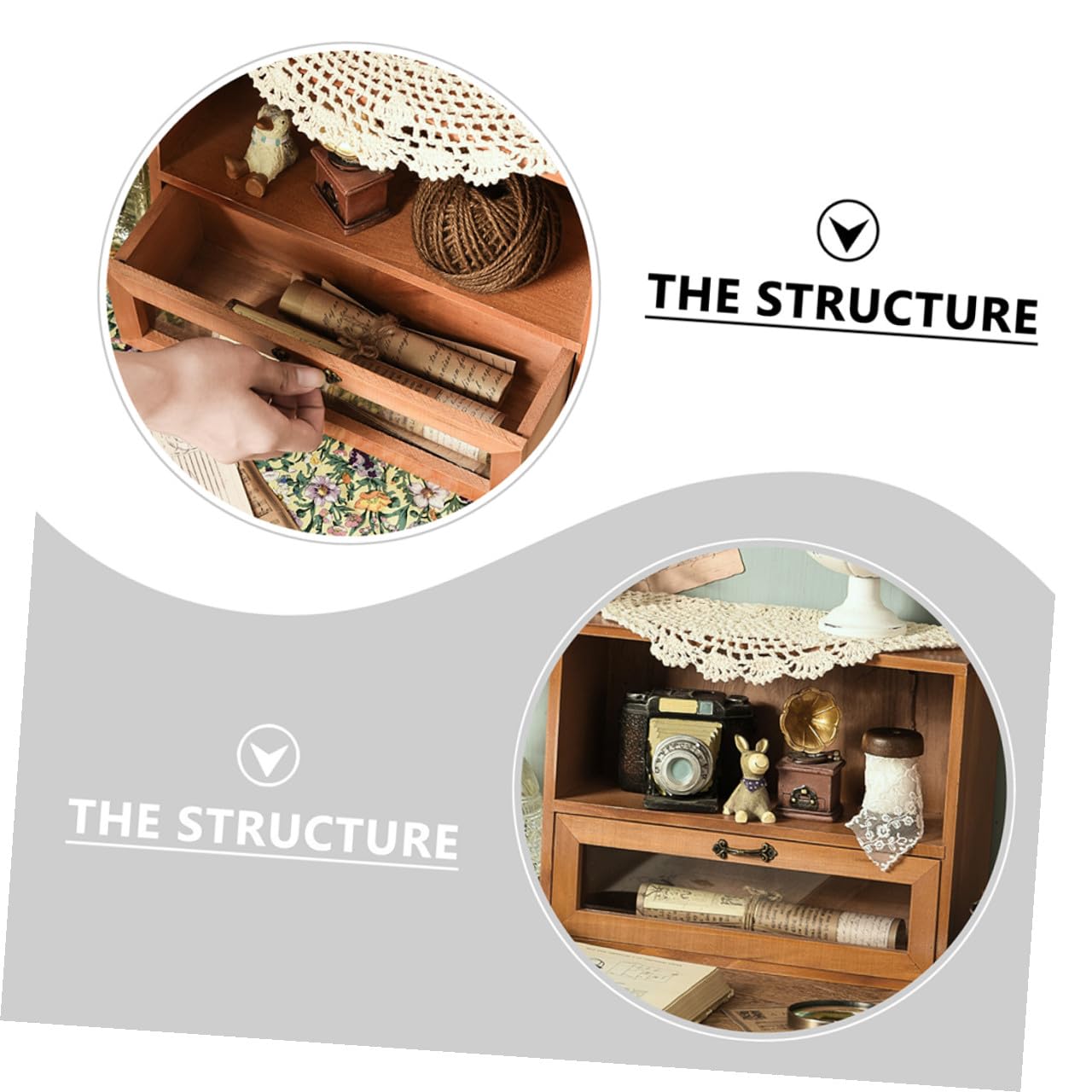 Gatuida Organizador de Cosméticos Material Duradero de Madera con Cajón y Diseño Retro Adecuado para Dormitorios y Accesorios de Maquillaje