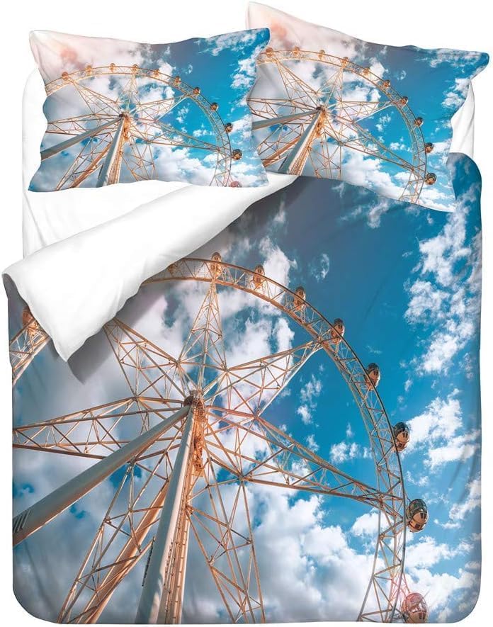 Housse de couette 200x200 grande roue pour lit 2 personnes avec ses 2 taies d'oreiller a267