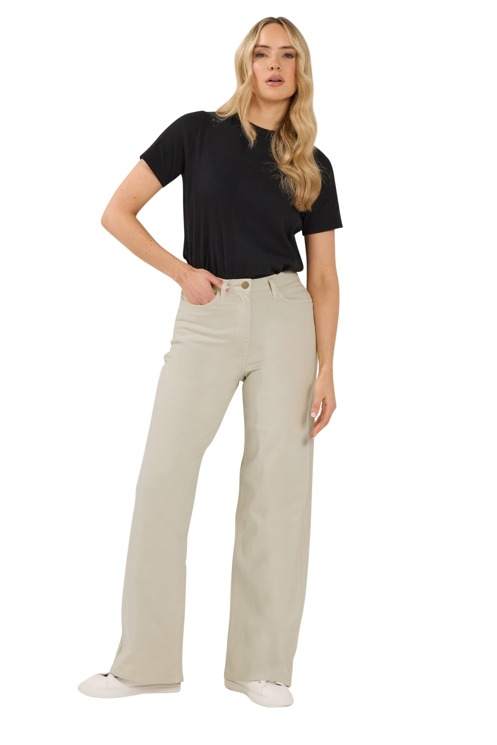 Long Tall Sally Women's Cream - Lts Tall Wide Leg Jeans