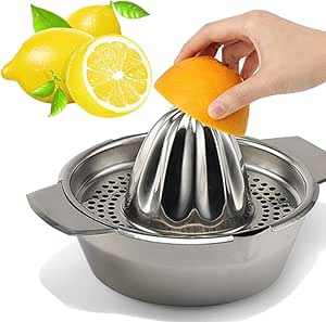 Stainless Steel Lemon Squeezer,Juicer with Bowl Container for Oranges Lemons Fruit Home Made Juice in Kitchen