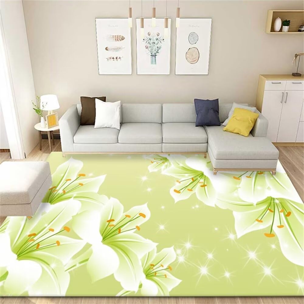 Tapis vert de chambre ado style floral pour créer un coin lecture apaisant