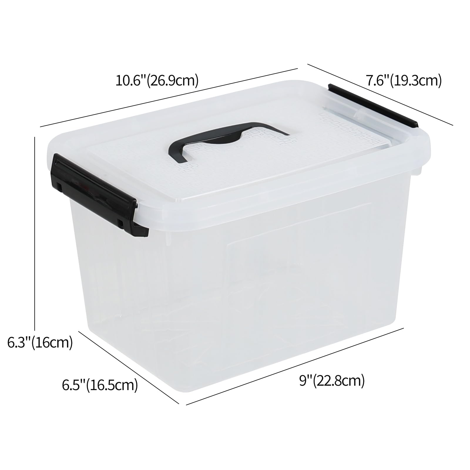 Confezione da 6 contenitori da 6 litri con manico, contenitori con chiusura a scatto e coperchio, organizer impilabile trasparente
