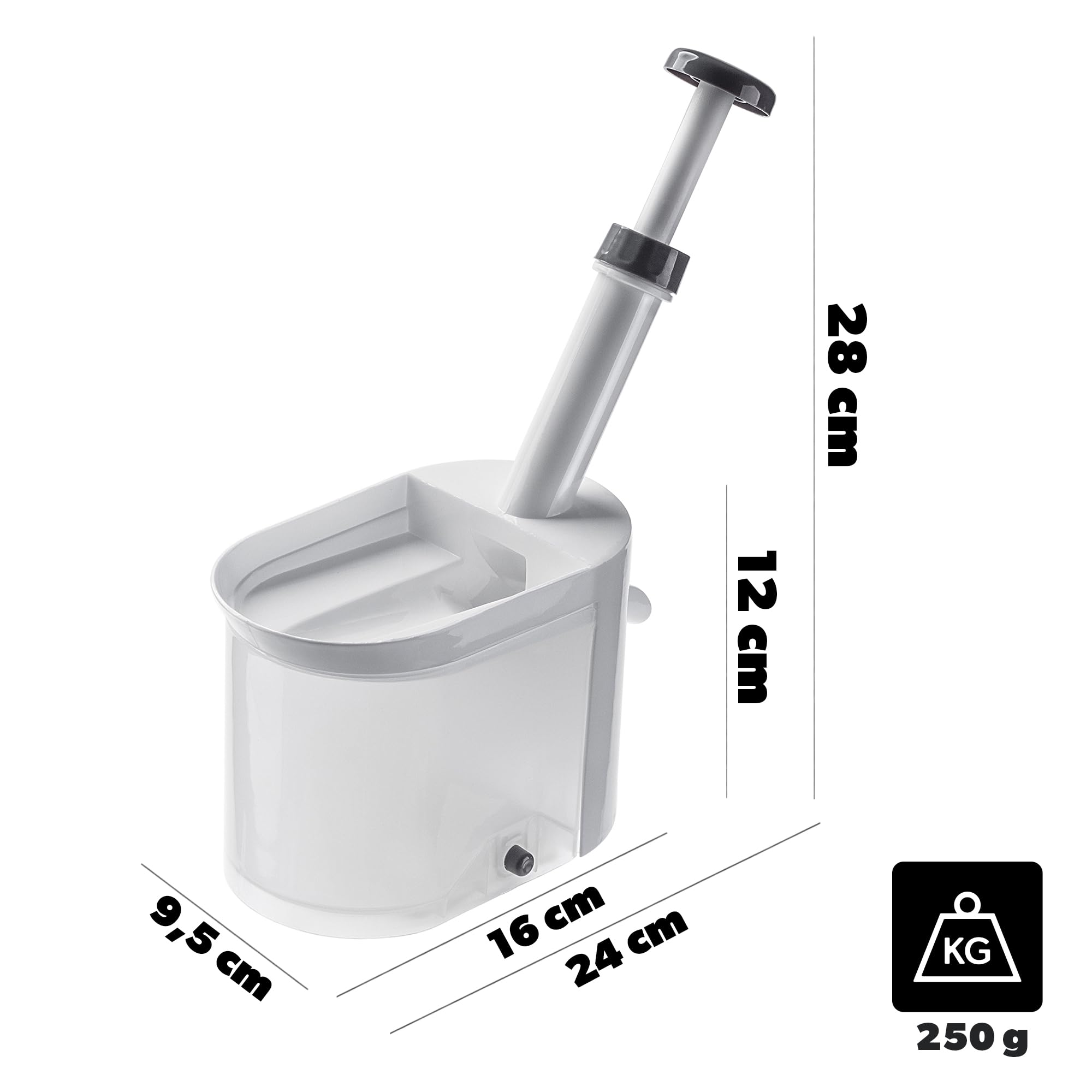 KADAX Kirschenentkerner aus Kunststoff, Kirschenentsteiner mit großer Auffangbehälter, Kirschkernentferner zur schnellen Trennung von Kern & Fruchtfleisch (Weiß)
