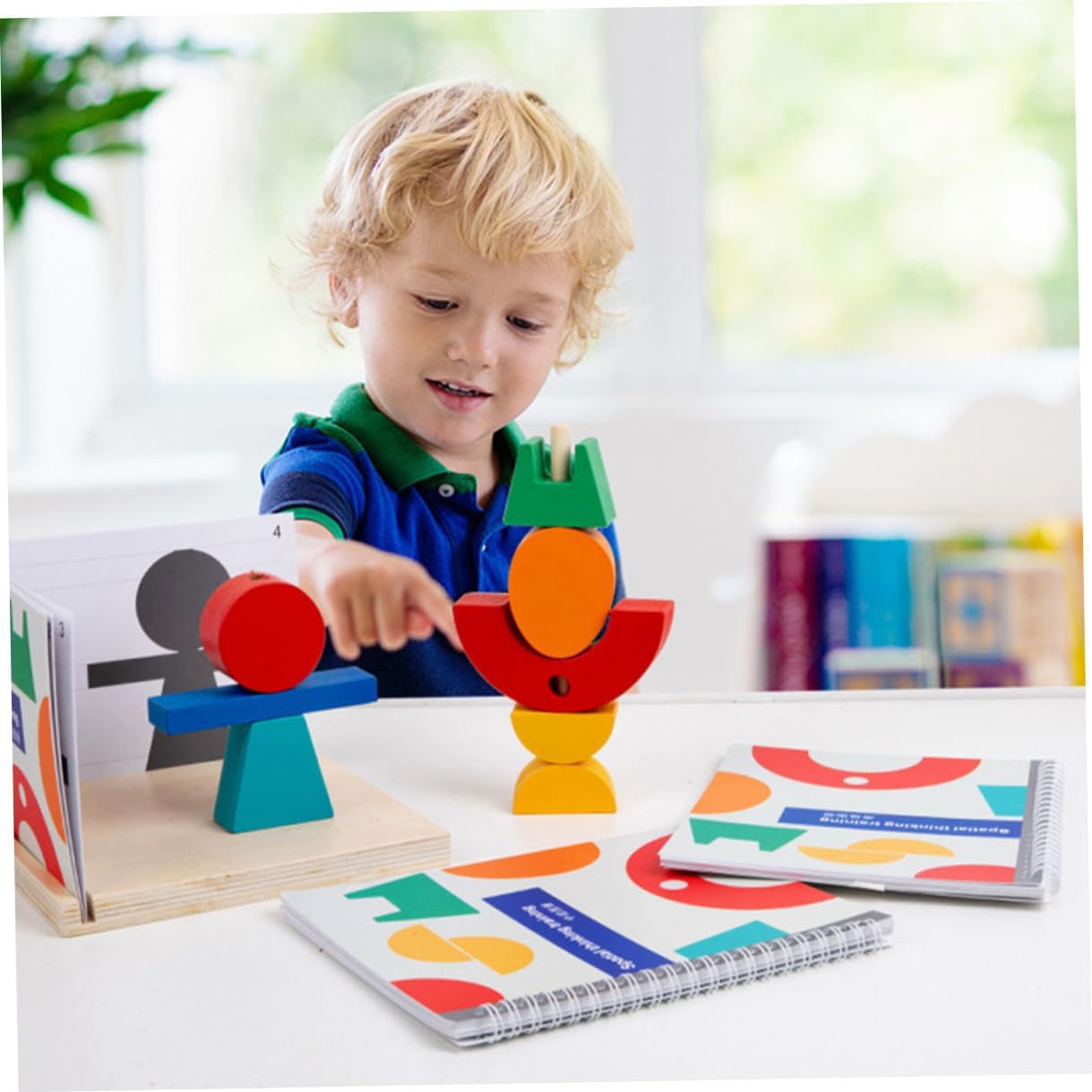 lurrose 三维立体投影積木 知育 幼児向け木製ブロック な安定感と 設計 バランス感覚と想像力育成 親子コミュニケーション促進