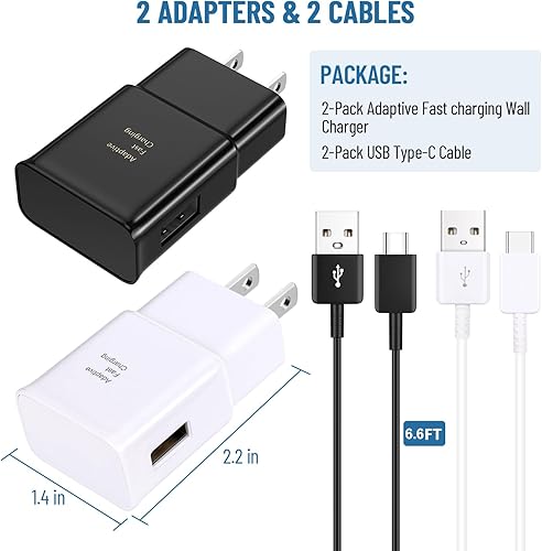 Miniatura 2 de Cargador USB C, cargador rápido Samsung con cable USB tipo C de 6.6 pies para Samsung Galaxy S8S9S10S10 PlusS10ES20S20 PlusS21S21 UltraS22S22