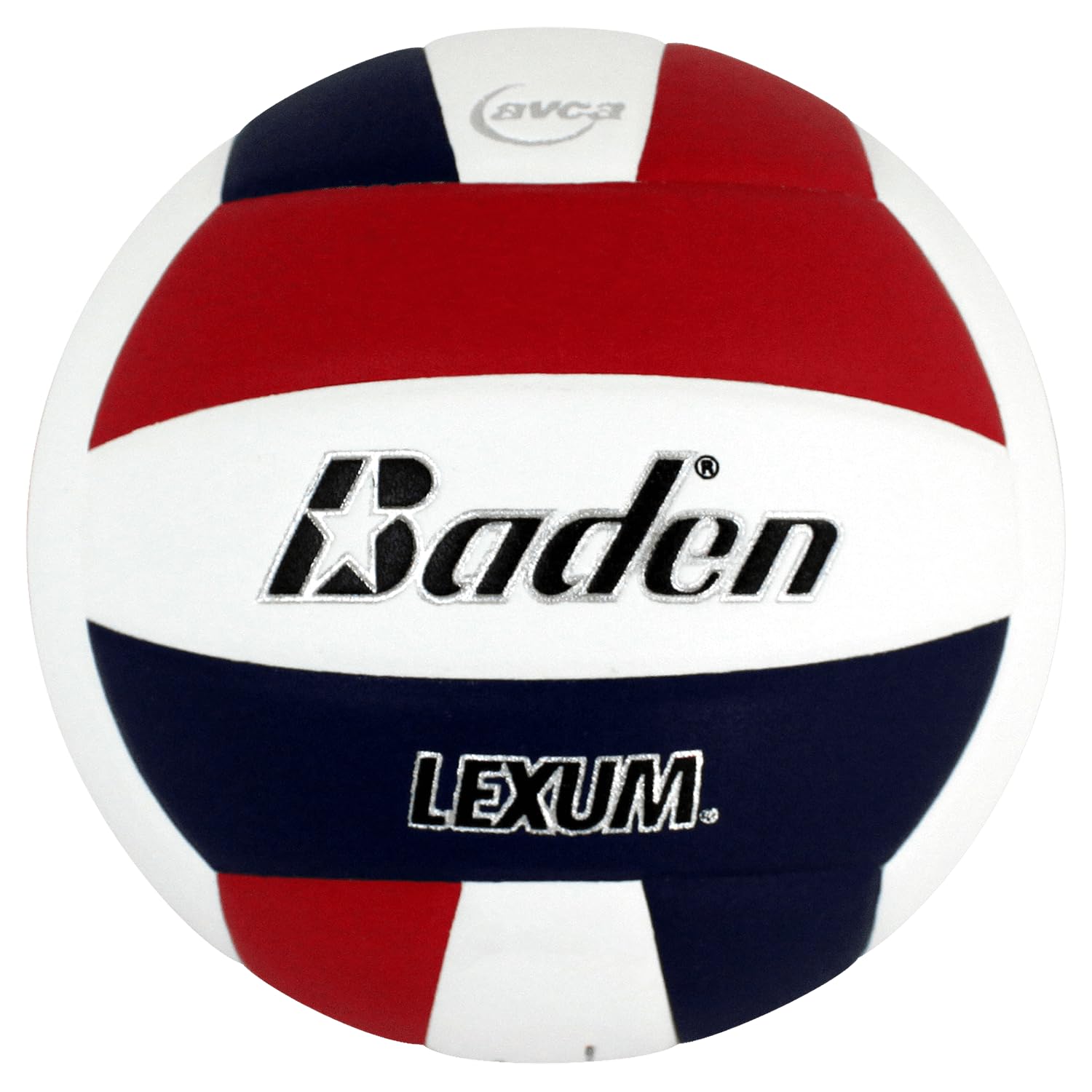 Baden | Lexum | Premium Composite Microfiber Indoor Official High School Game Volleyball | 13U to 18U Official Size + Weight | AVCA Approved | Red/Navy/White