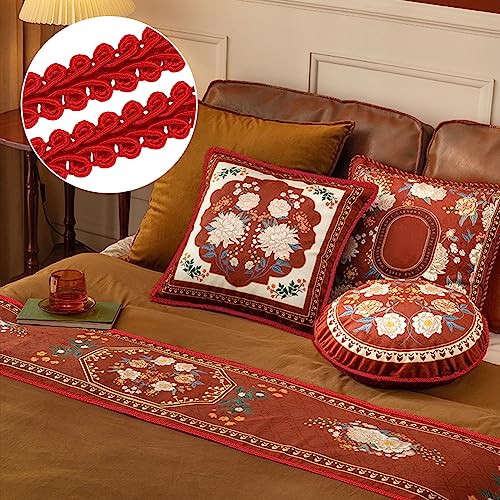 PH PandaHall 25m Garniture tressée pour la couture, 8 mm Galon Galon Gimp Rouge Garniture à franges de base en polyester pour noël costume de rembourrage Rideau Costume Décoration – vue 6