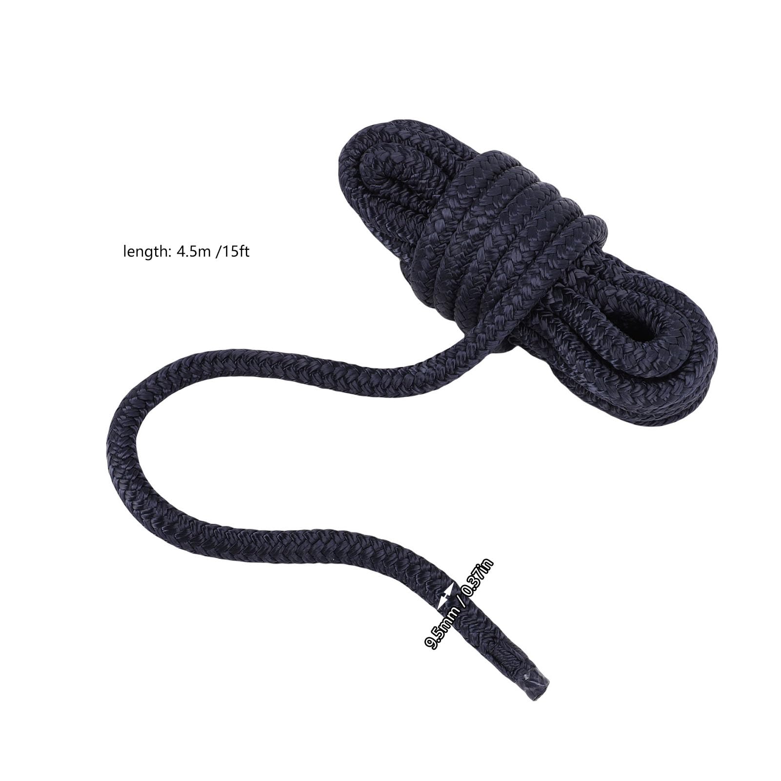 2 pezzi 0,37 x 15 piedi cime per ormeggio per barche, linea di ormeggio in nylon intrecciato doppio grado marino, antiurto, a prova di abrasione, ad alte prestazioni, corda per (Blu)