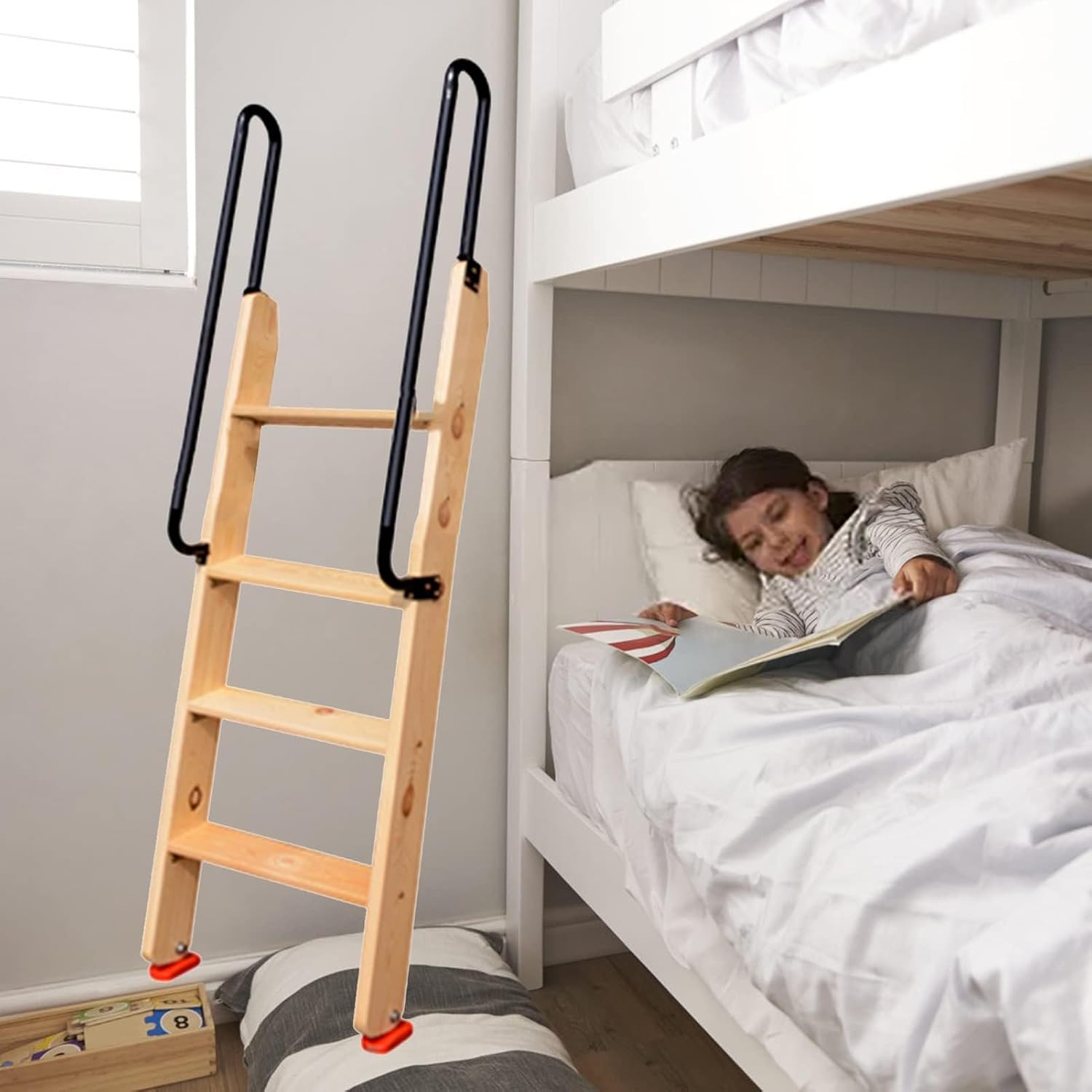 4-Step & 5-Step Bunk Bed Ladder with Safety Handle for Loft & RV Space-Saving Universal Climbing Ladder Easy Installation & Sturdy Design