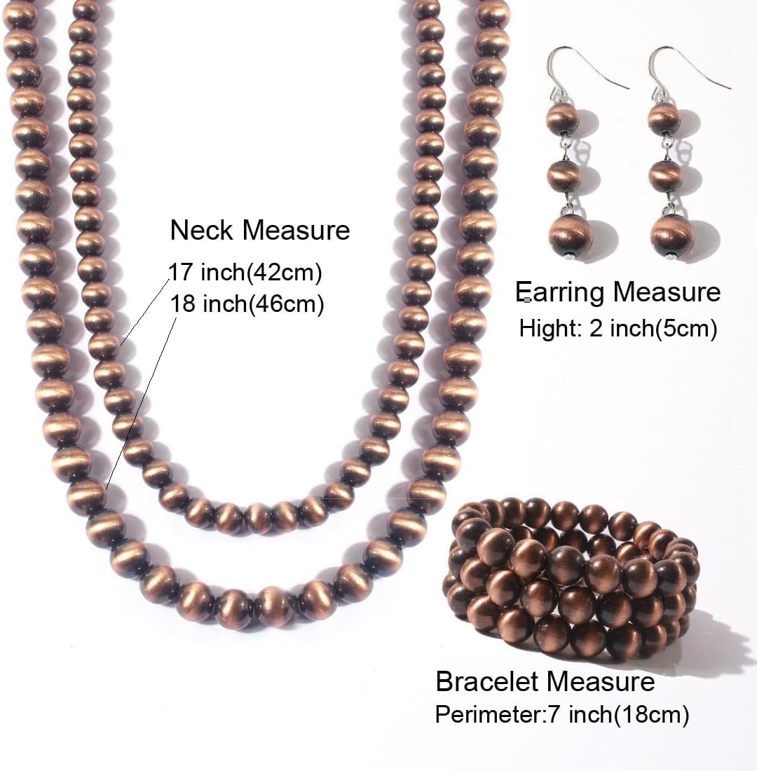 KOSMOS-LI Western Style Multi Layer Necklaces Bracelet Earrings Faux Pearl Cowgirl Beaded Women Jewelry Sets - Image 5