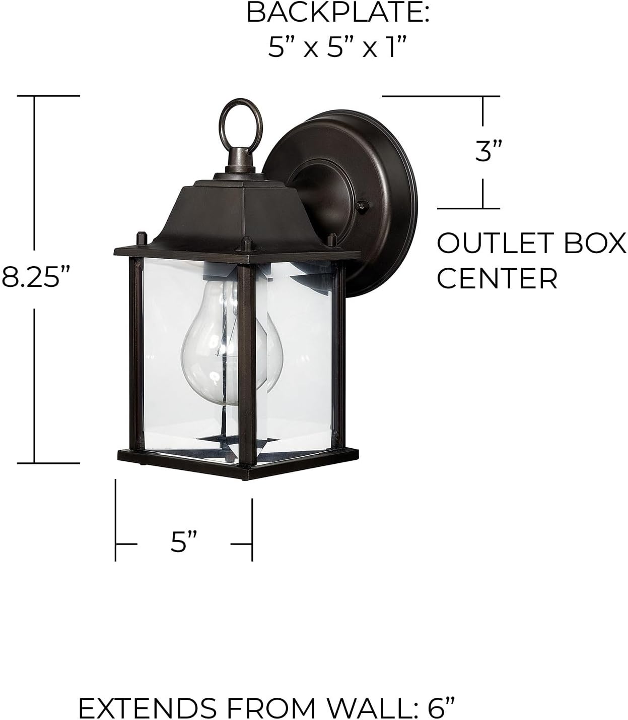 Capital Lighting 9850OB Transitional Antique Glass Outdoor Wall Sconce, 1-Light 60 Watt, 8" H x 5" W, Old Bronze