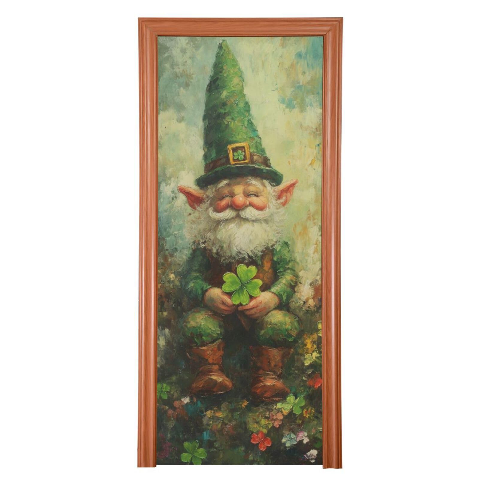 FLildon Fairyland Gnome St Patrick's Day Door Cover Decoration, Party Accessory Porch Decor for Festive Ornament Room Door Covers 32 x 79 Inch