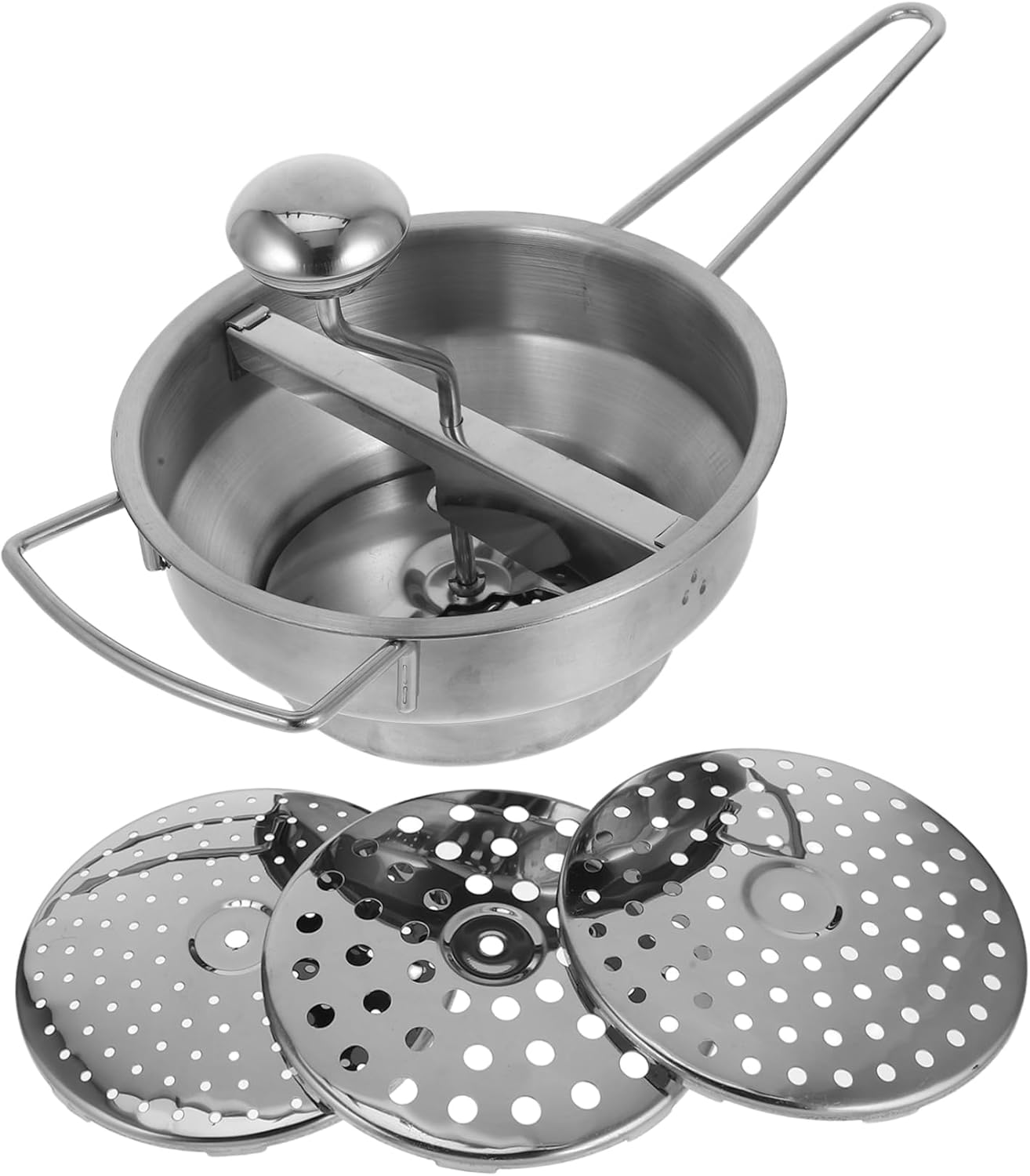1set Multipurpose Manual Potato Masher Stainless Steel Food Mill Tool Mashing Potato Ricer Safe for Fruits Veggies Comfort Grip