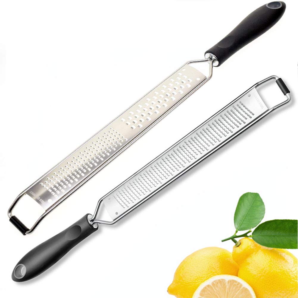ArinkO Juego de rallador de cocina multiusos de acero inoxidable: 3 formas únicas de rejilla, hoja afilada segura, ideal para rallar cítricos, queso, chocolate y más (2 piezas)