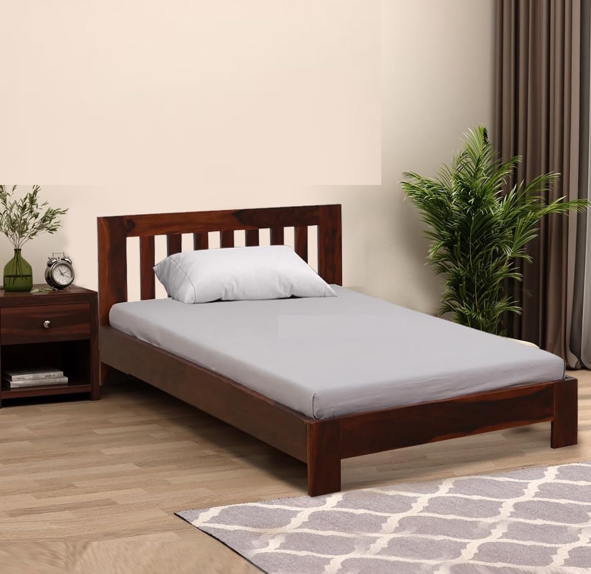 Ferrovilla Joner Single Size Sheesham Wood Bed for Bedroom | Wooden Cot | Wooded Bed | Solid Wood Cot | Daybed | Bedroom Furniture |Furniture for Home |Premium Wooden Bed|2 Years Warranty-image-3