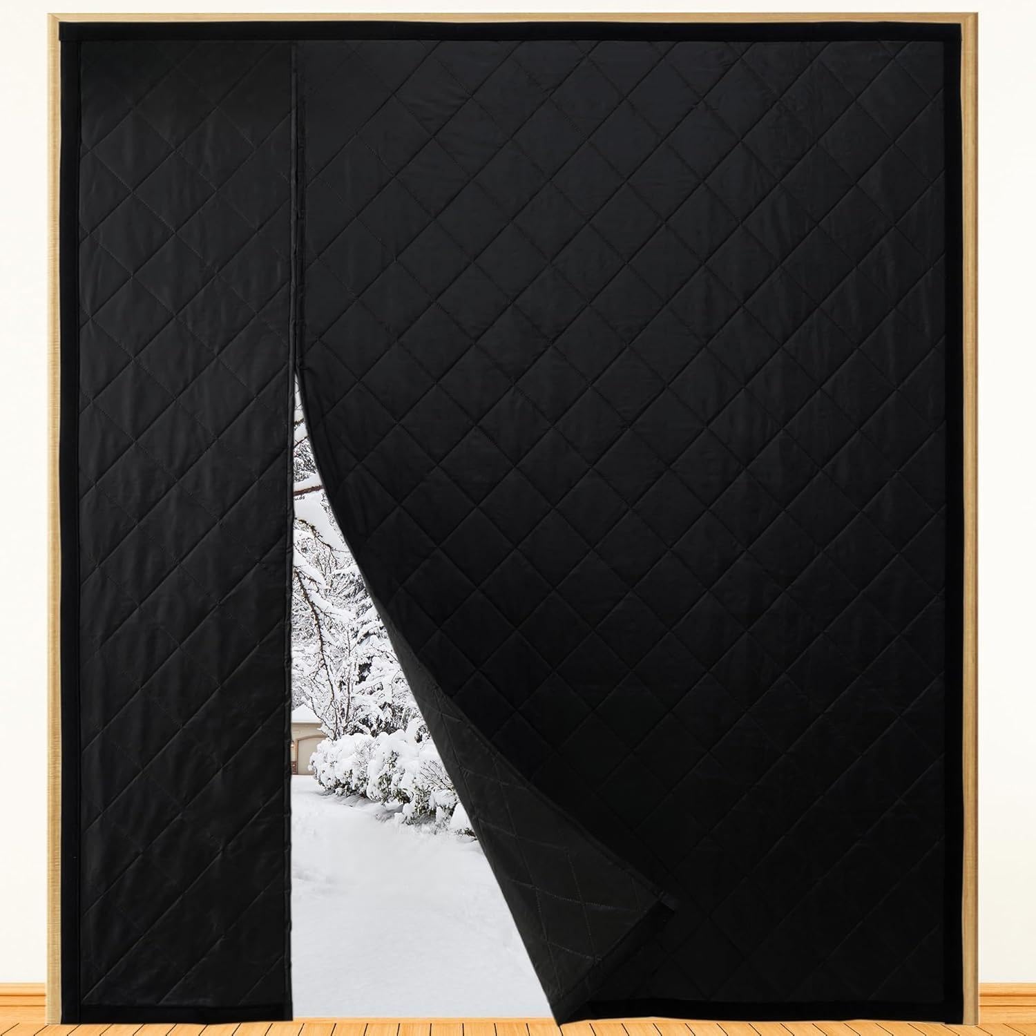 Magnetism Thermal Insulated Door Curtain,Thicken Polyester Fiberfill & Heavy Duty Oxford Cloth 74”x81” Suitable for Door Frames with a Height of 80 inches and a Width of 72 inches