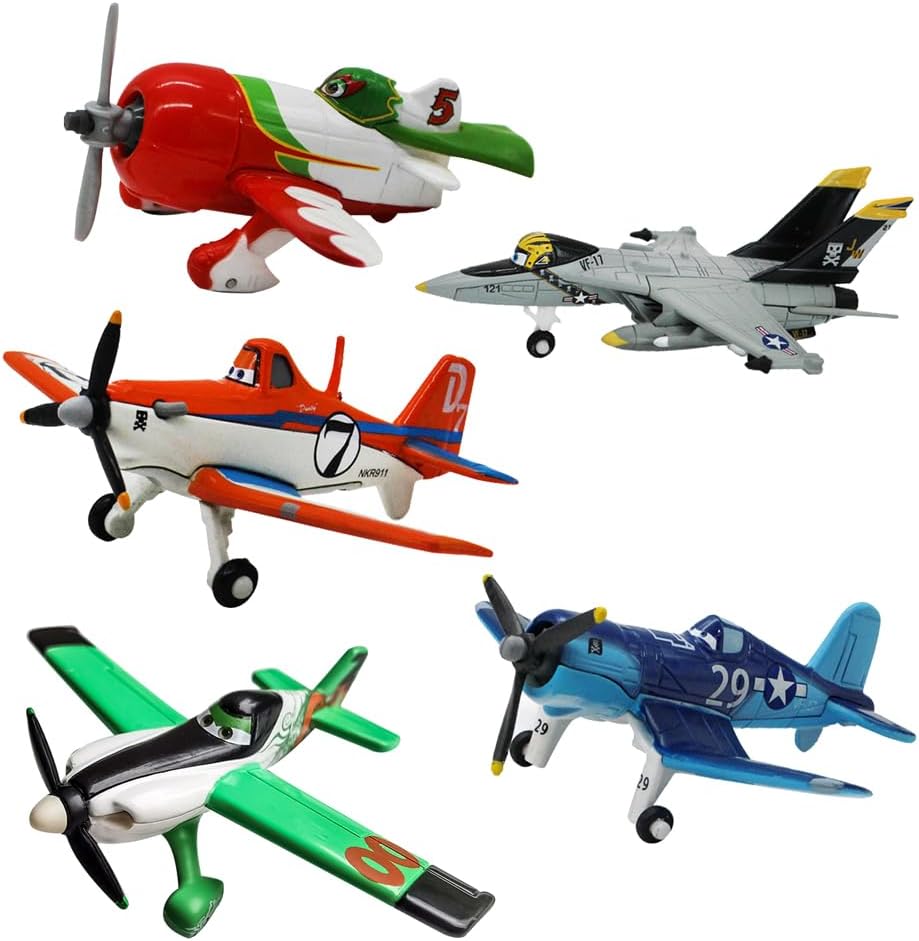 5 Pack Planes Dusty Skipper Chupacabra Delta Zed Metal Diecast Plane Model Toy (5 Pack Planes B)