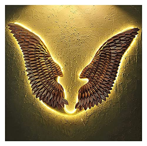 JQAM Decoración de Pared de alas de ángel,decoración de Pared de alas de Metal Colgante Antiguo Dorado,Escultura de Pared Decorativa Grande en 3D para jardín de casa Cover